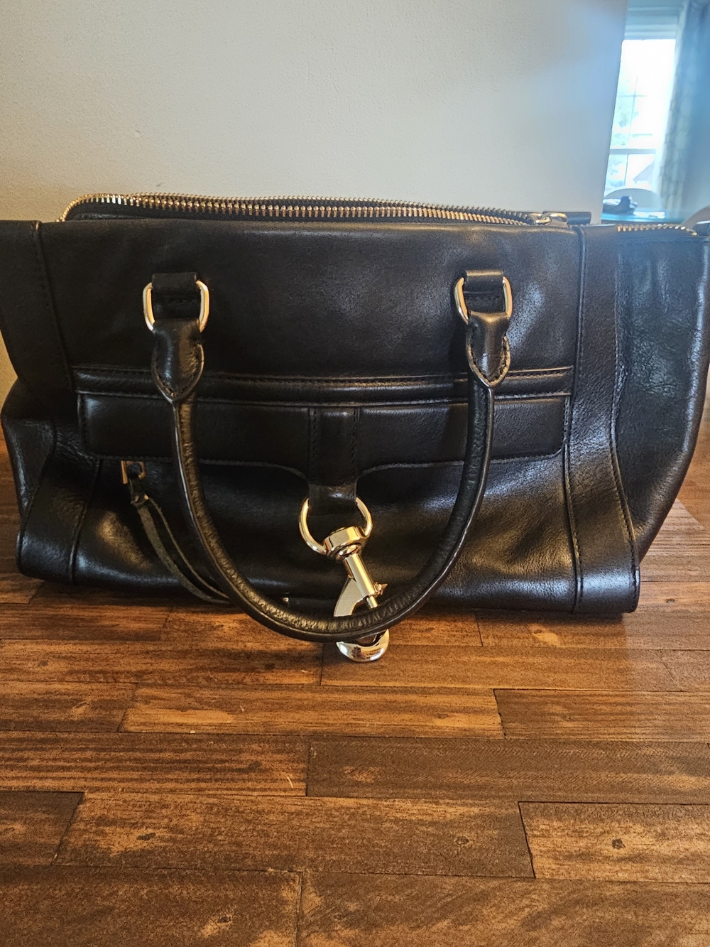 Rebecca Minkoff Black Leather Handbag with Gold Hardware